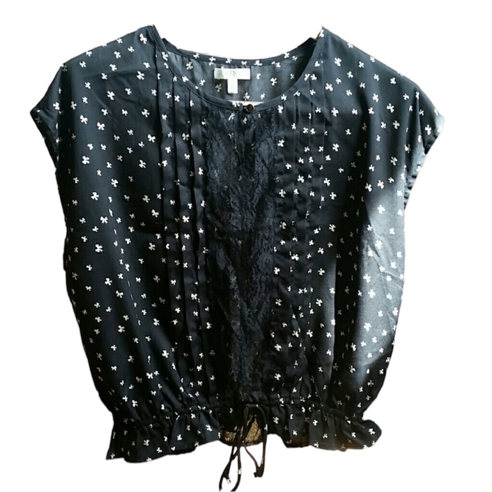 Love Fire Black Crop Blouse SZ L Bohemian Boho Top